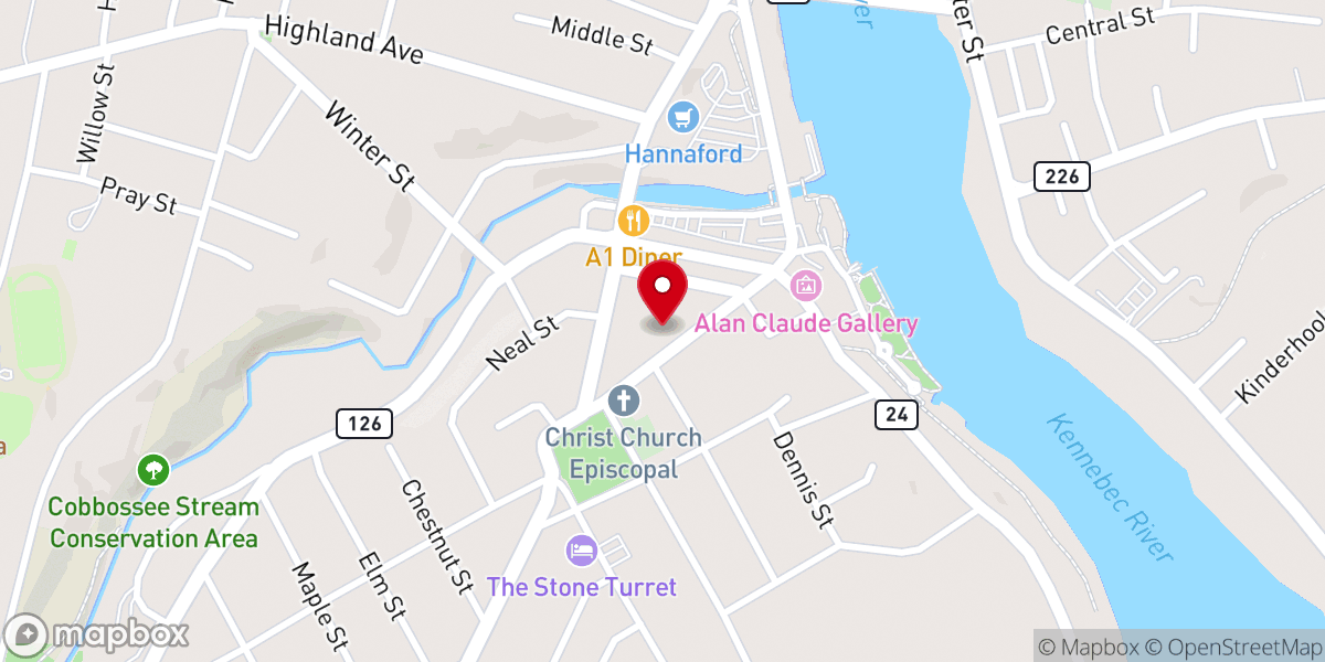 Map showing location of First Baptist Church
