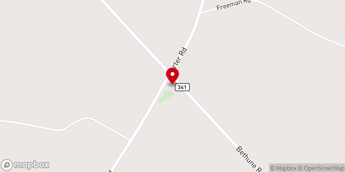 Map showing location of Bethel Hill Baptist Church