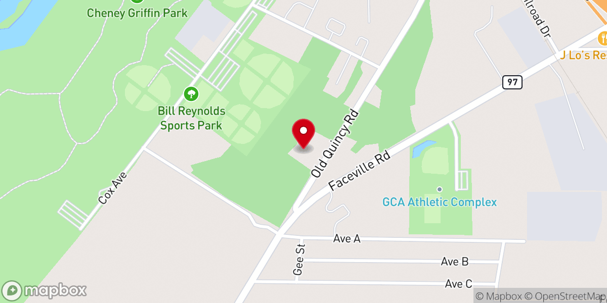 Map showing location of Bainbridge Church