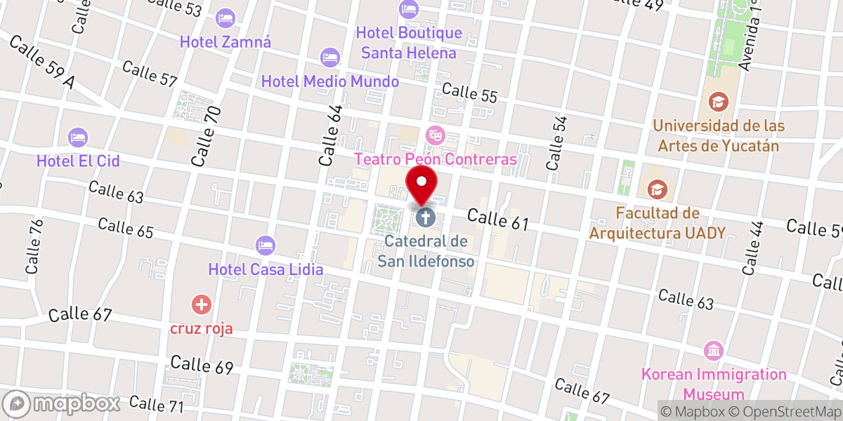 Map showing location of Sagrario Metropolitano de Mérida