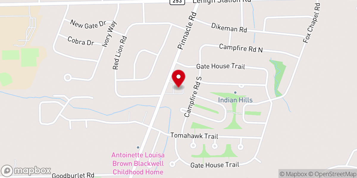Map showing location of Finger Lakes Baptist Association
