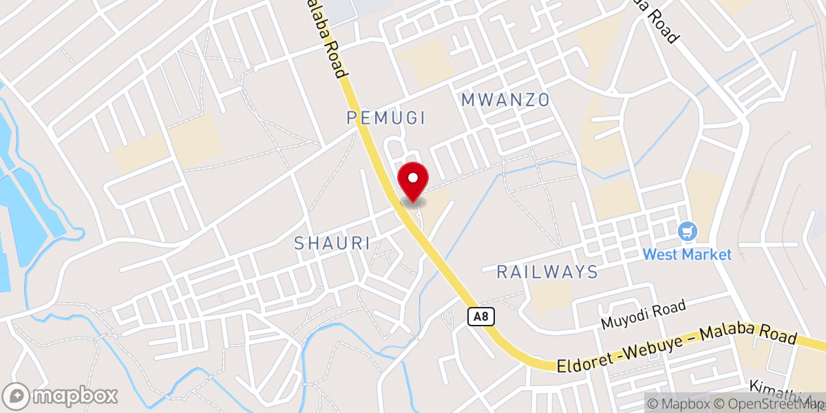 Map showing location of Eldoret Valley Baptist Church