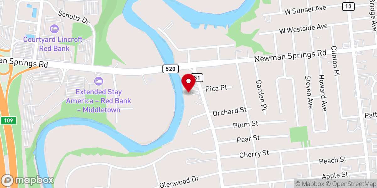 Map showing location of The Reformed Church of Tinton Falls