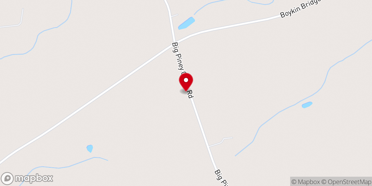 Map showing location of Big Piney Grove Church
