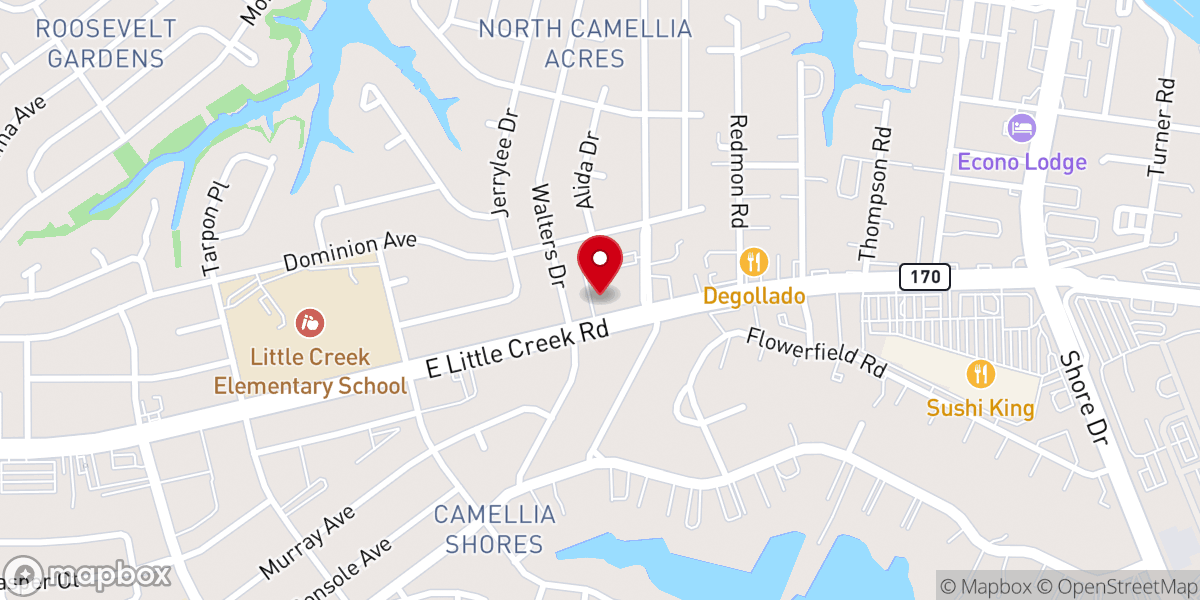 Map showing location of Azalea Baptist Church