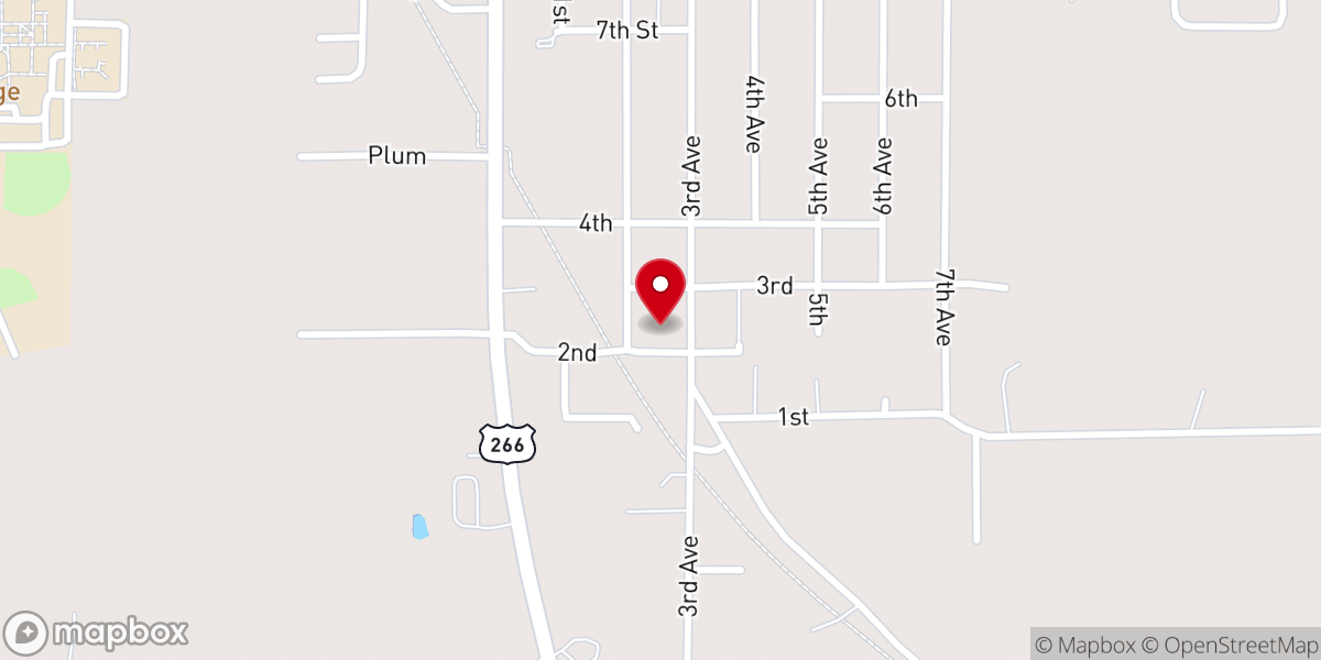 Map showing location of Warner First Assembly of God Church