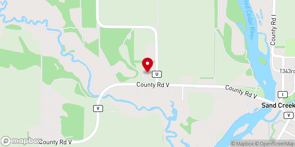 Map showing location of New Hope Sand Creek Lutheran Church