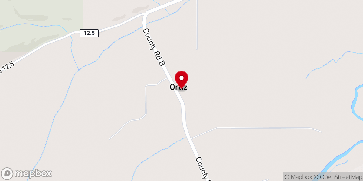 Map showing location of Ortiz Catholic Church