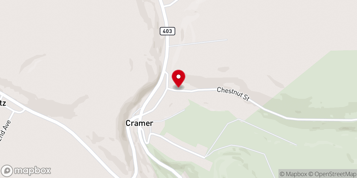 Map showing location of Cramer United Methodist Church