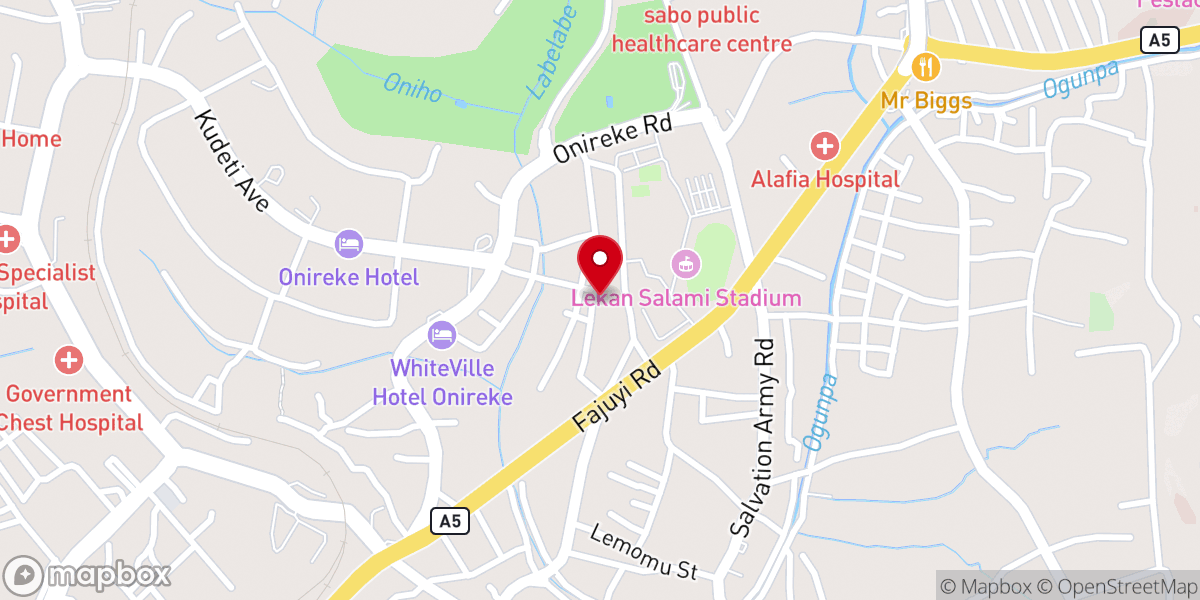 Map showing location of Living Faith Church Winners' Chapel Ekotedo