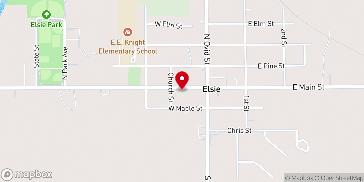 Map showing location of First Baptist Church Of Elsie