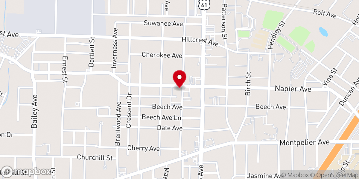 Map showing location of Greater Zion Hill Baptist Church