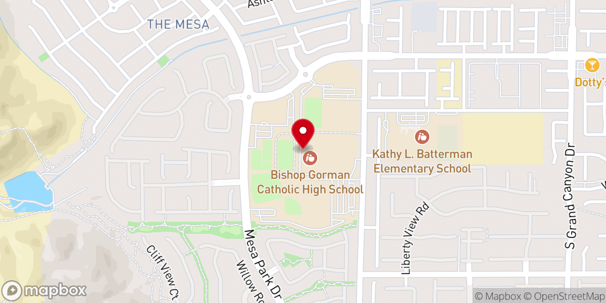 Map showing location of Bishop Gorman High School