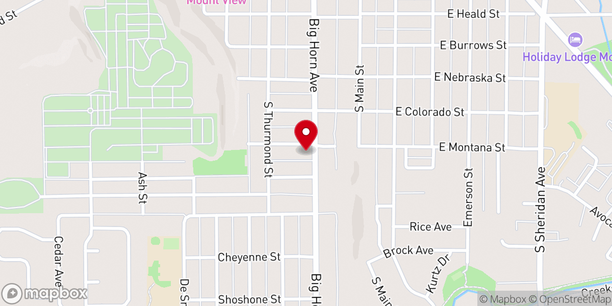 Map showing location of The Rock Church of the Bighorns