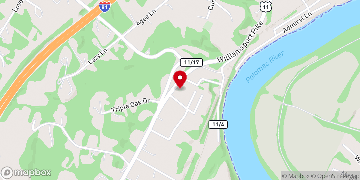 Map showing location of Old Falling Waters Presbyterian Church