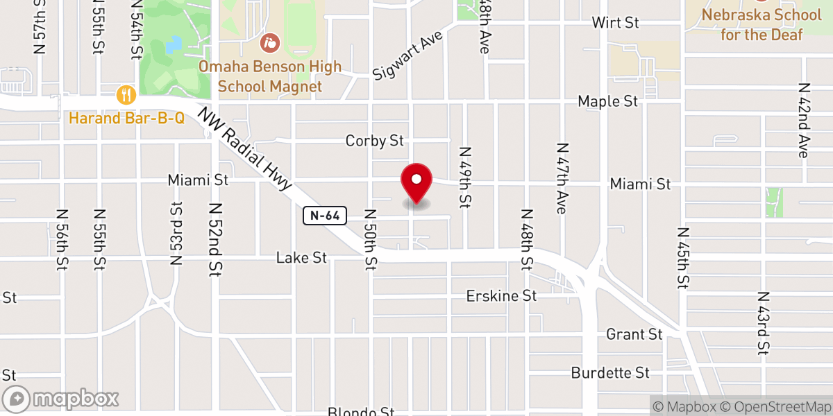 Map showing location of Ethiopian Orthodox Tewahed Church Omaha