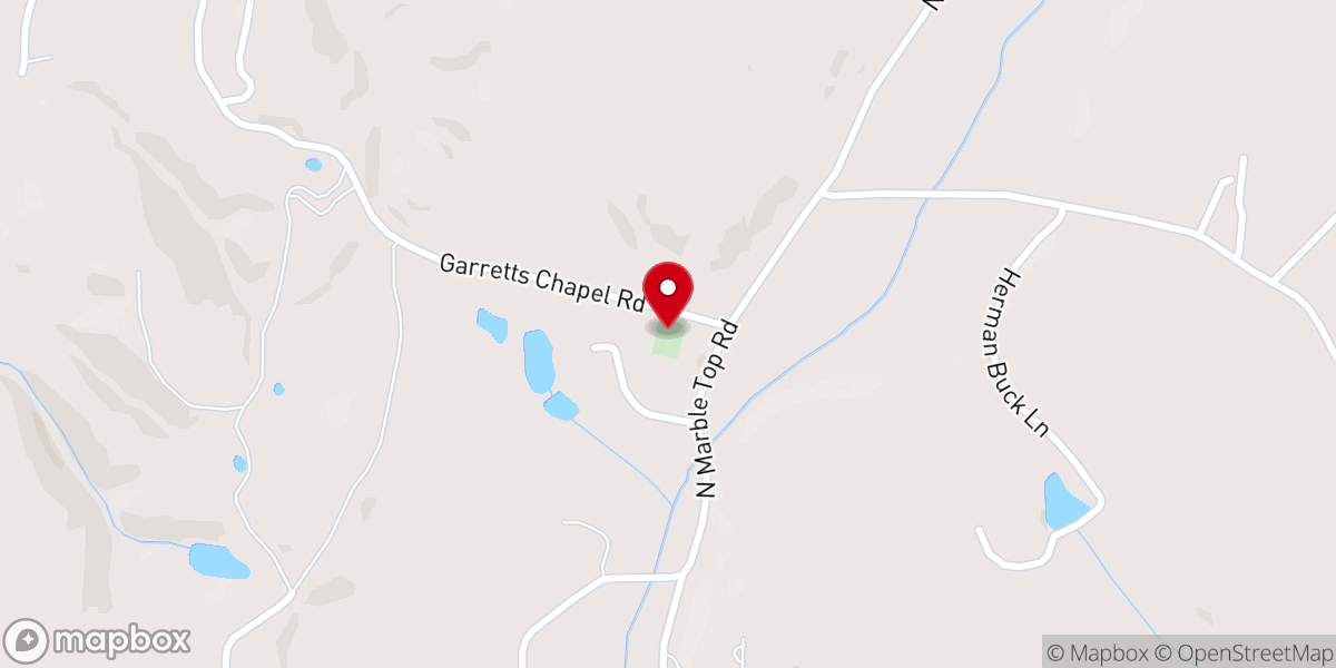 Map showing location of Garrett Chapel Baptist Church