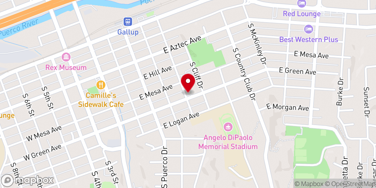 Map showing location of Sacred Heart Cathedral- Gallup, NM