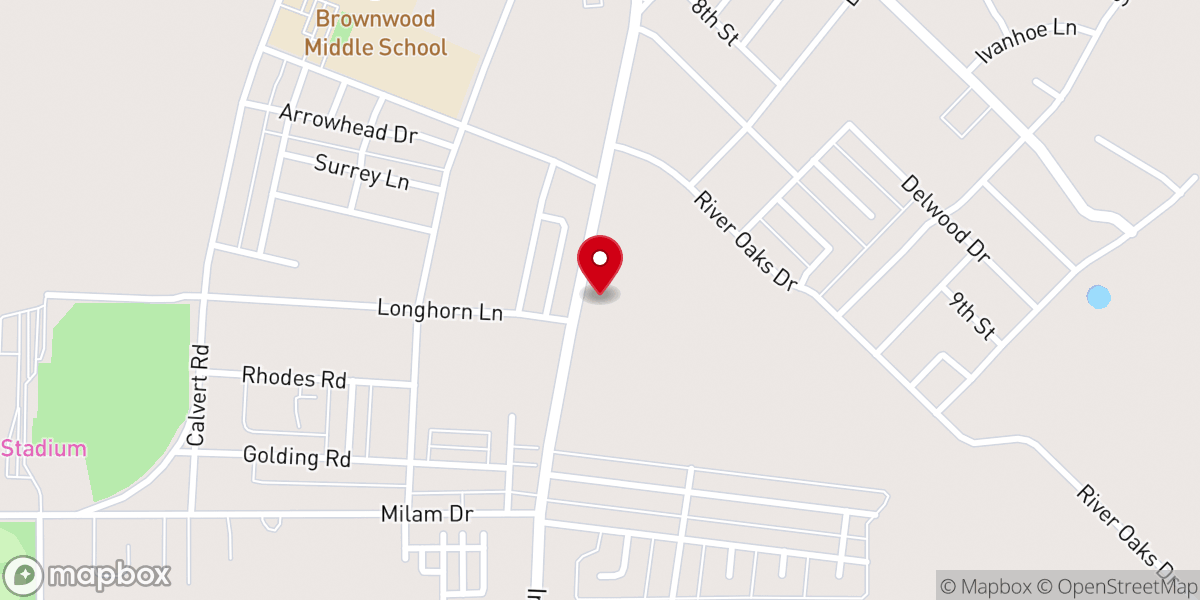 Map showing location of Life Church Brownwood