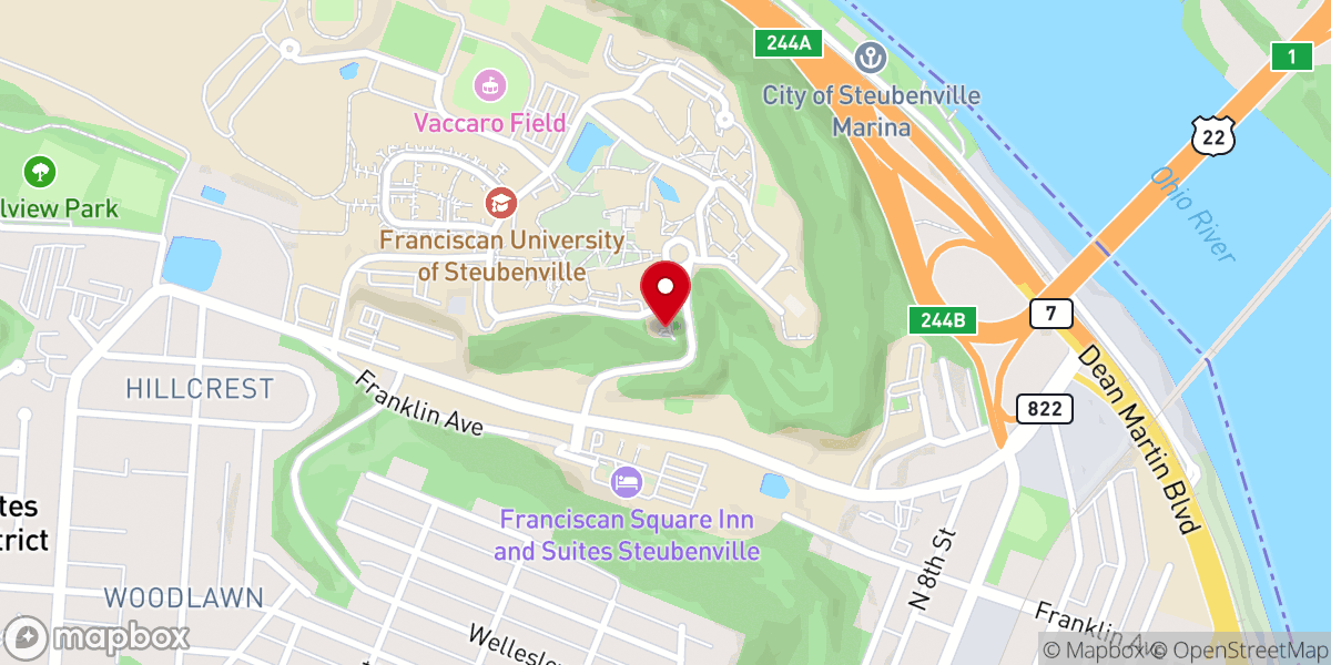 Map showing location of Portiuncula Chapel