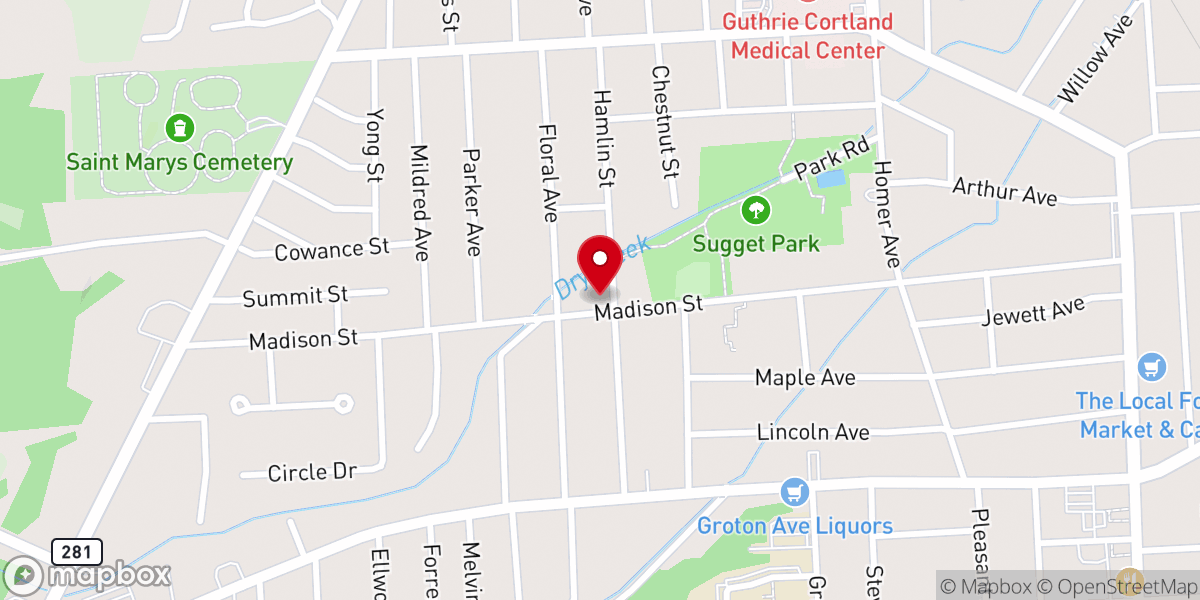 Map showing location of St. Paul Lutheran Church