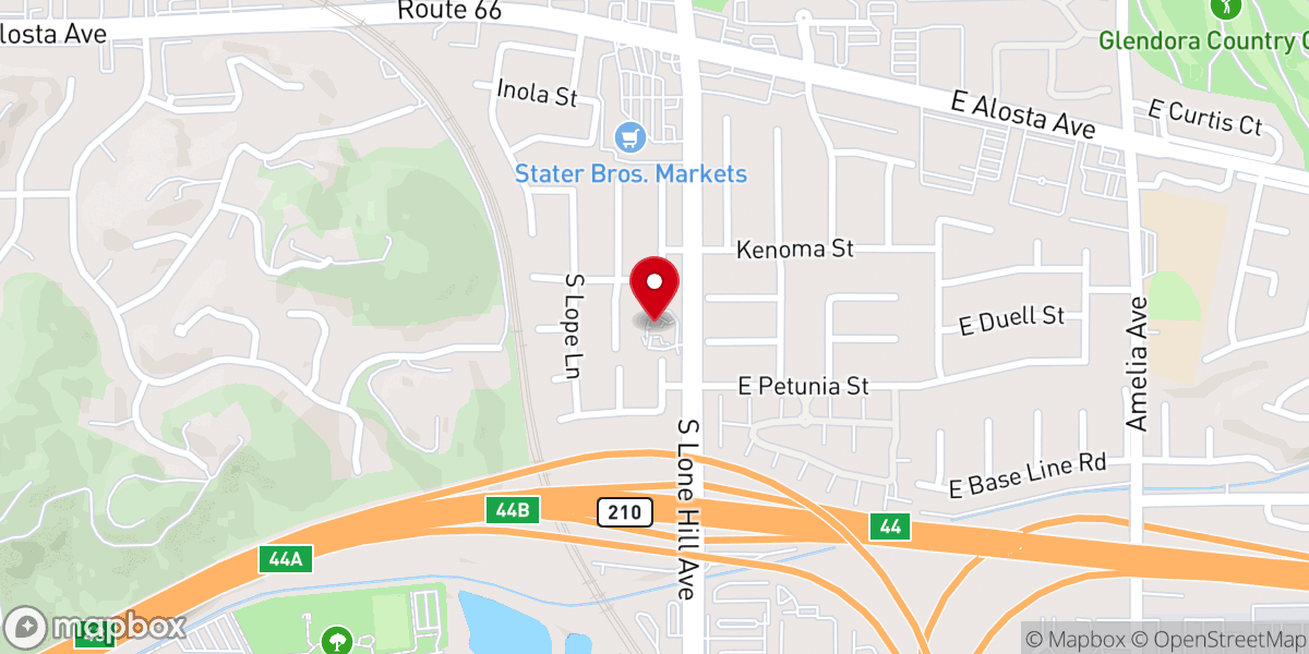 Map showing location of Glendora Friends Church