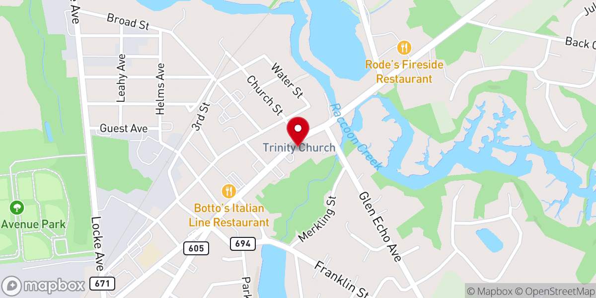 Map showing location of Trinity Episcopal "Old Swedes" Church