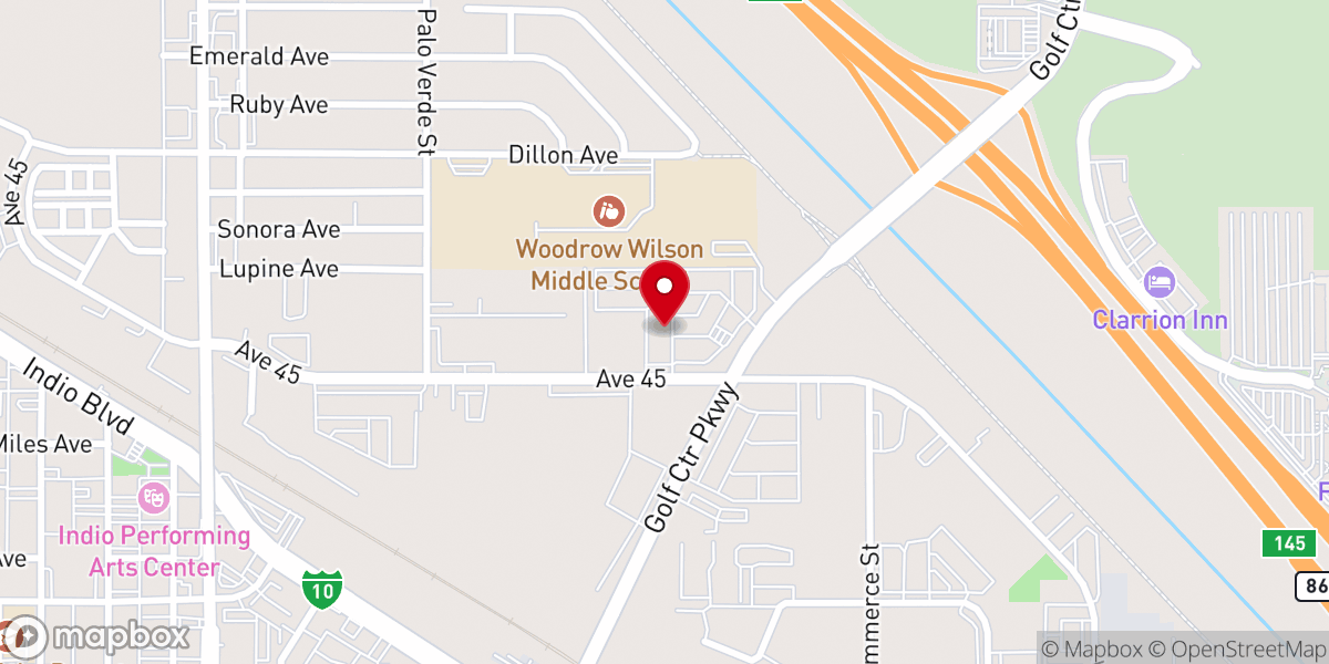 Map showing location of Calvary Chapel Indio