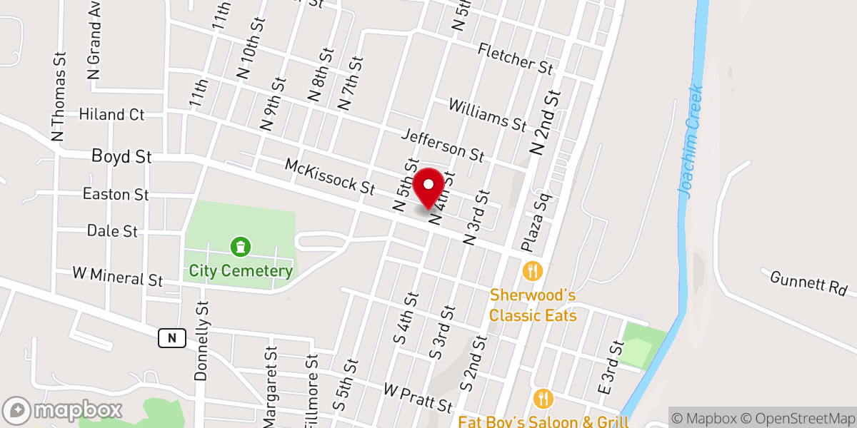 Map showing location of Office of First Baptist Church