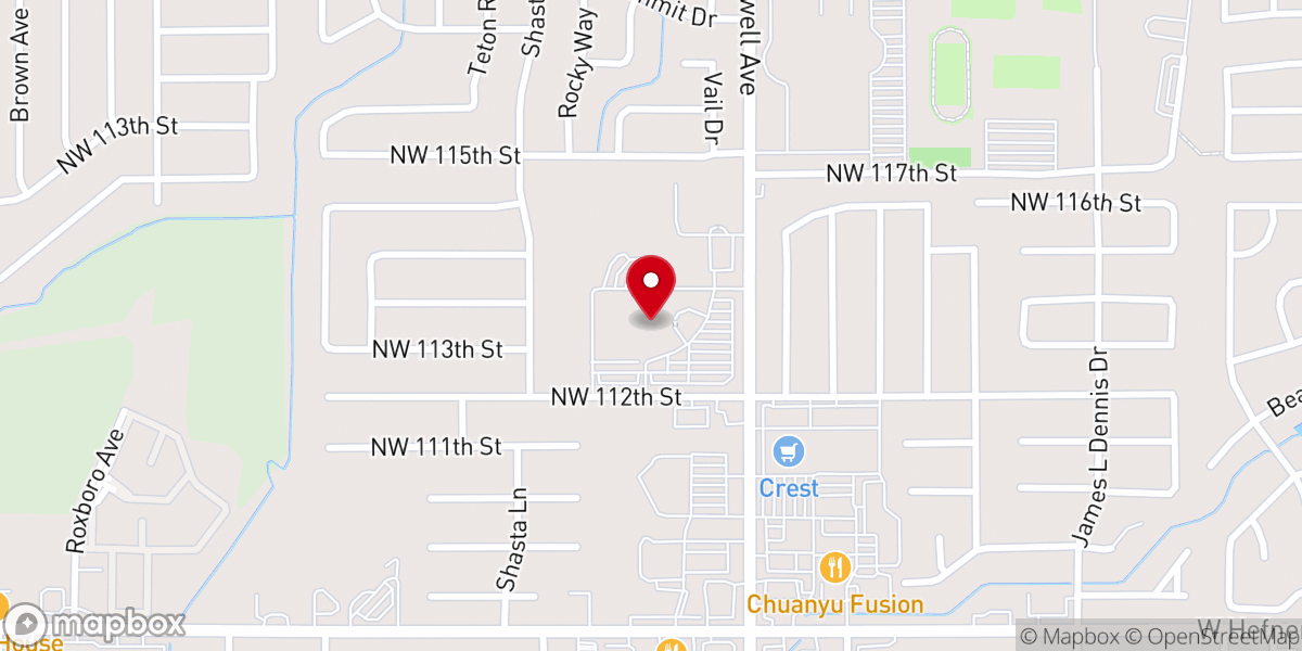 Map showing location of Putnam City Baptist Church