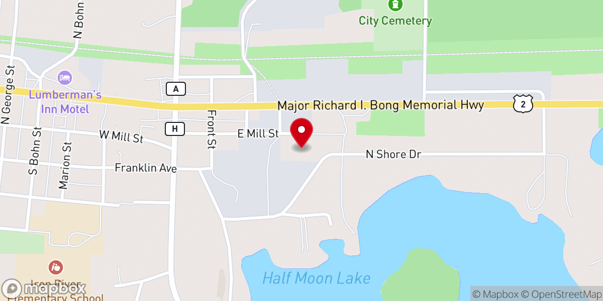 Map showing location of Iron River Town Hall