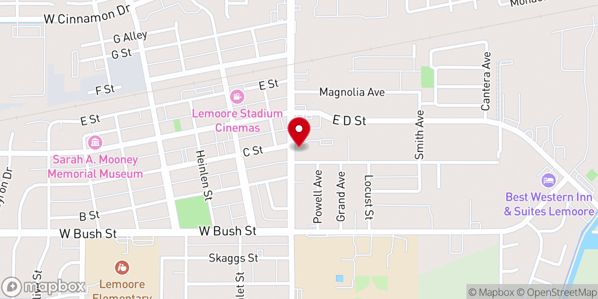 Map showing location of Lemoore Christian Aid