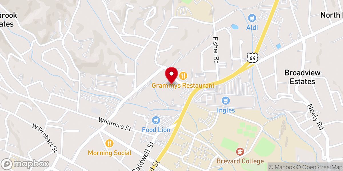 Map showing location of Brevard Church of God