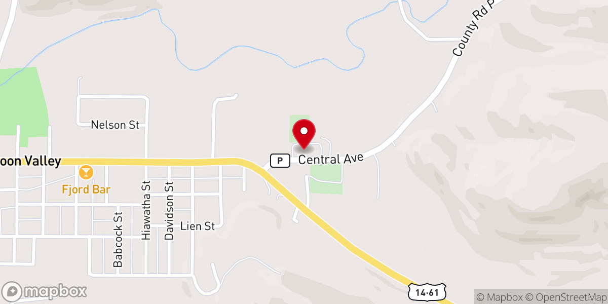 Map showing location of Coon Valley Lutheran Church
