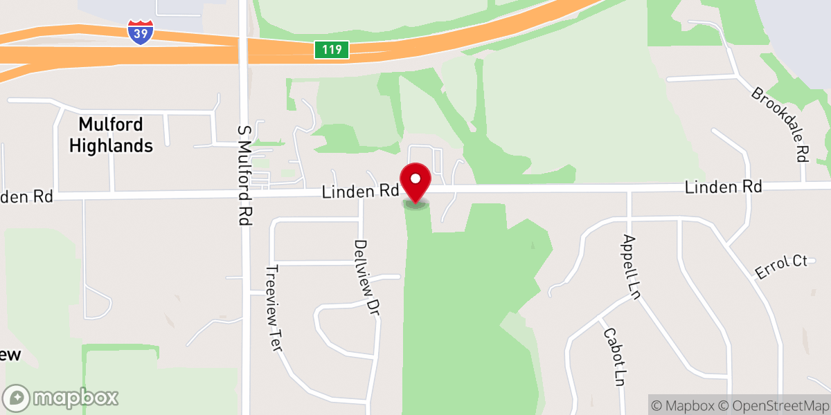 Map showing location of Kishwaukee Baptist Church