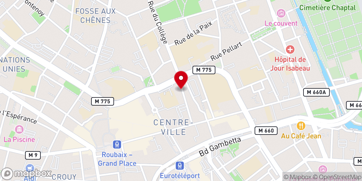 Map showing location of Eglise Evangelique Baptiste de Roubaix
