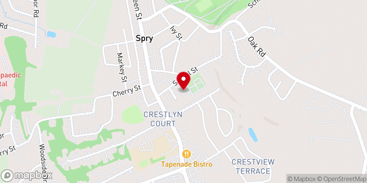 Map showing location of Spry Church