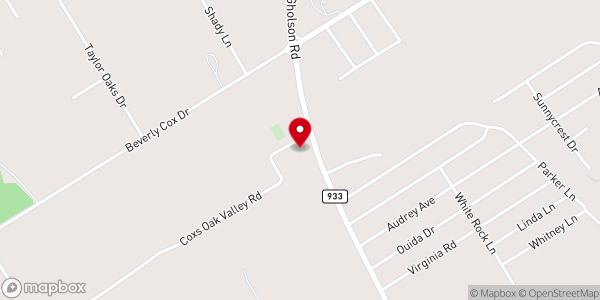 Map showing location of Chalk Bluff Baptist Church