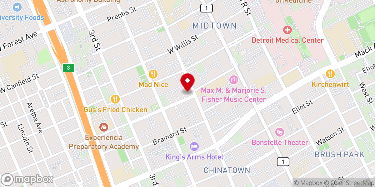 Map showing location of Cass Community United Methodist Church