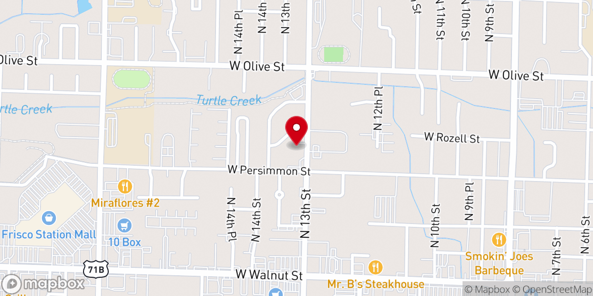 Map showing location of Iglesia Elim Northwest Arkansas