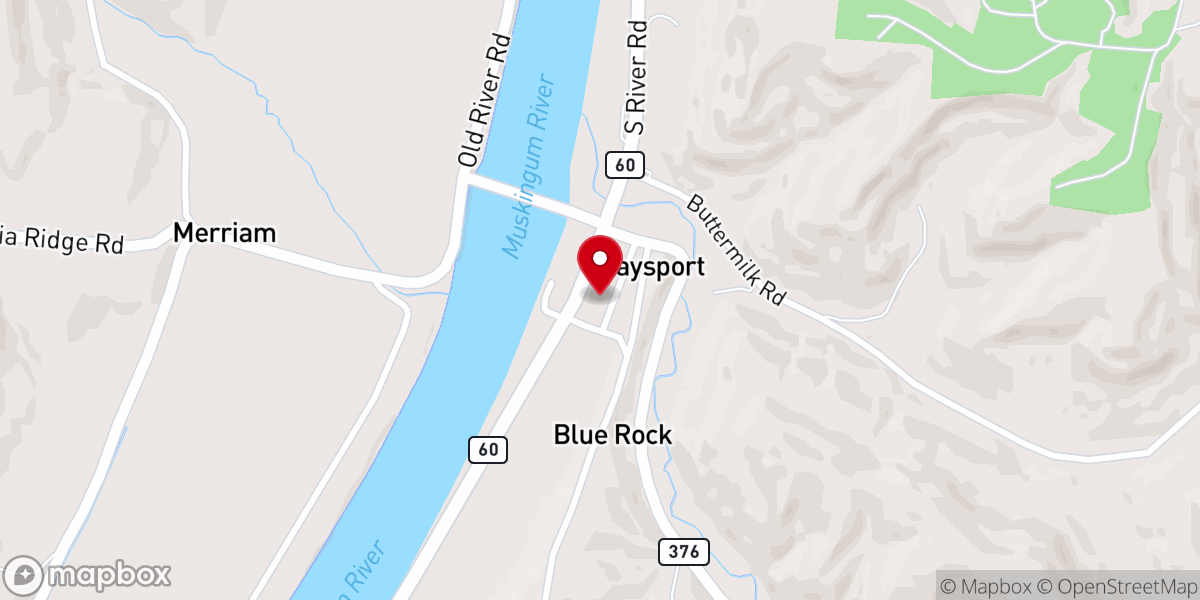 Map showing location of Gaysport Methodist Church