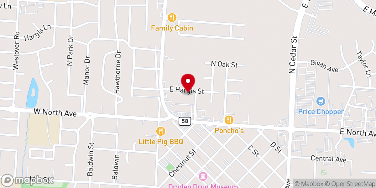 Map showing location of Gospel Tabernacle