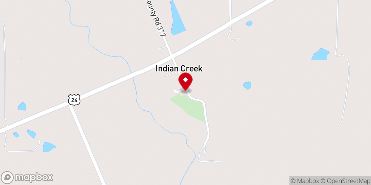 Map showing location of St. Stephen Catholic Church, Indian Creek