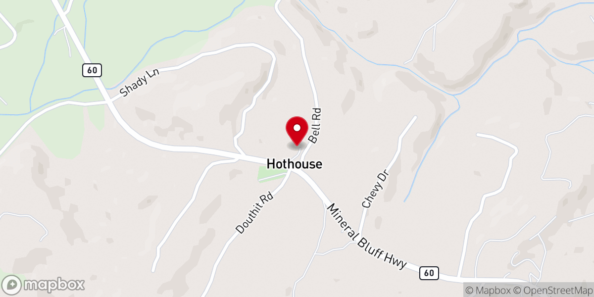 Map showing location of Hothouse Missionary Baptist Church