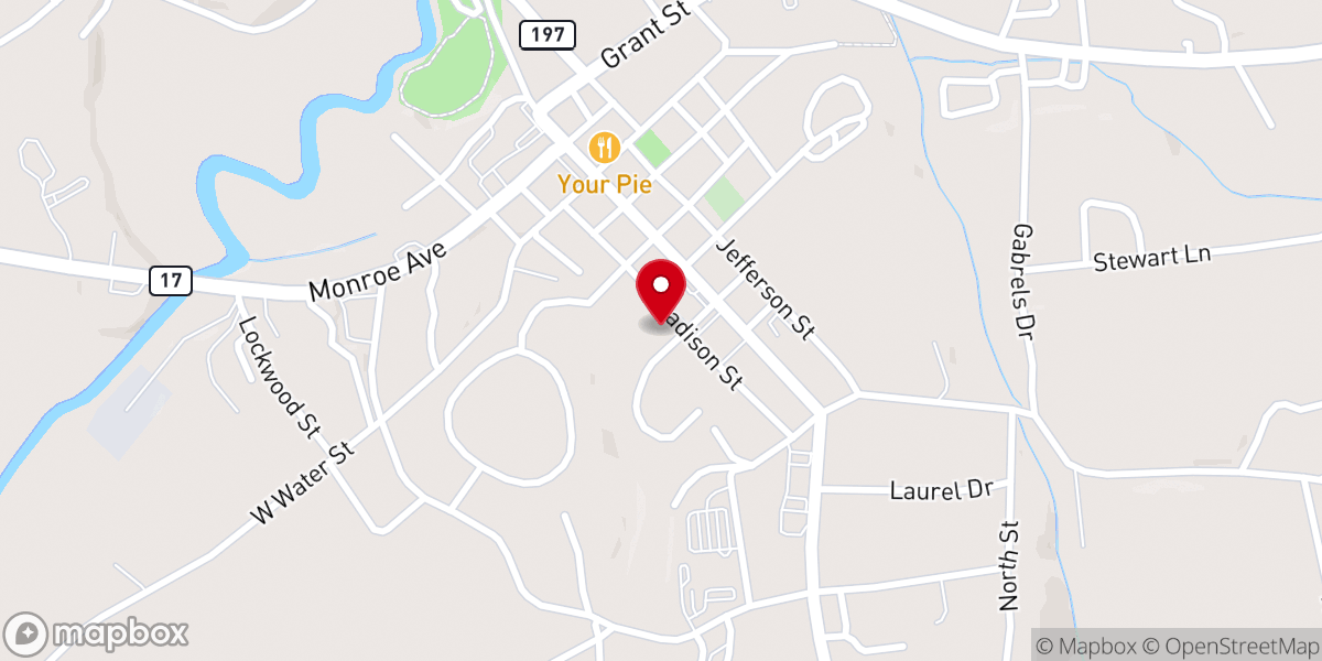 Map showing location of Church of Living Water
