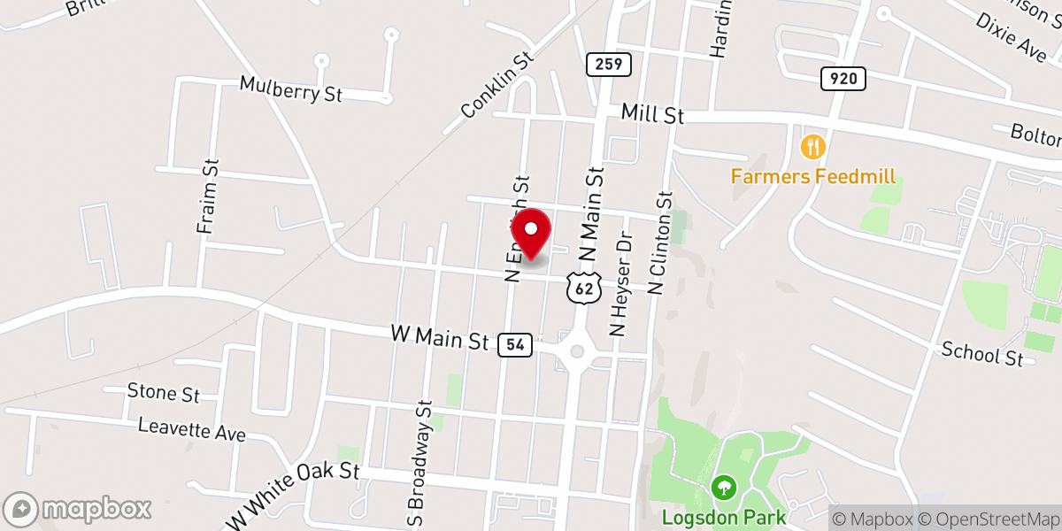Map showing location of Leitchfield Christian Church