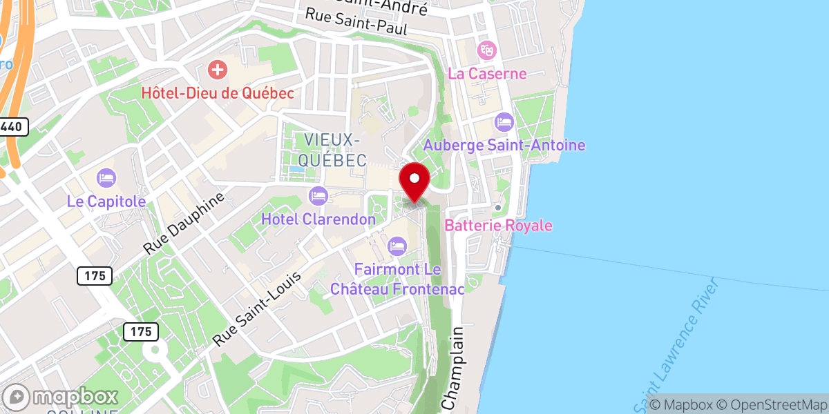 Map showing location of Monument Samuel-De Champlain