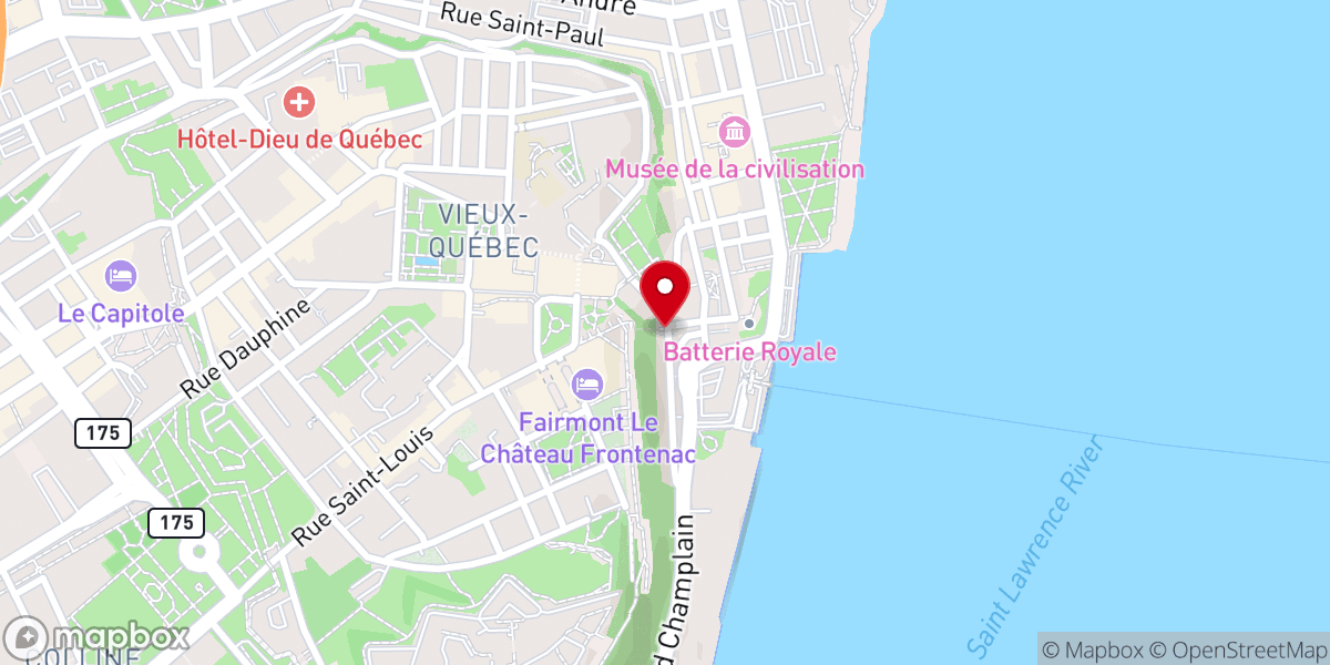 Map showing location of Funiculaire du Vieux-Québec