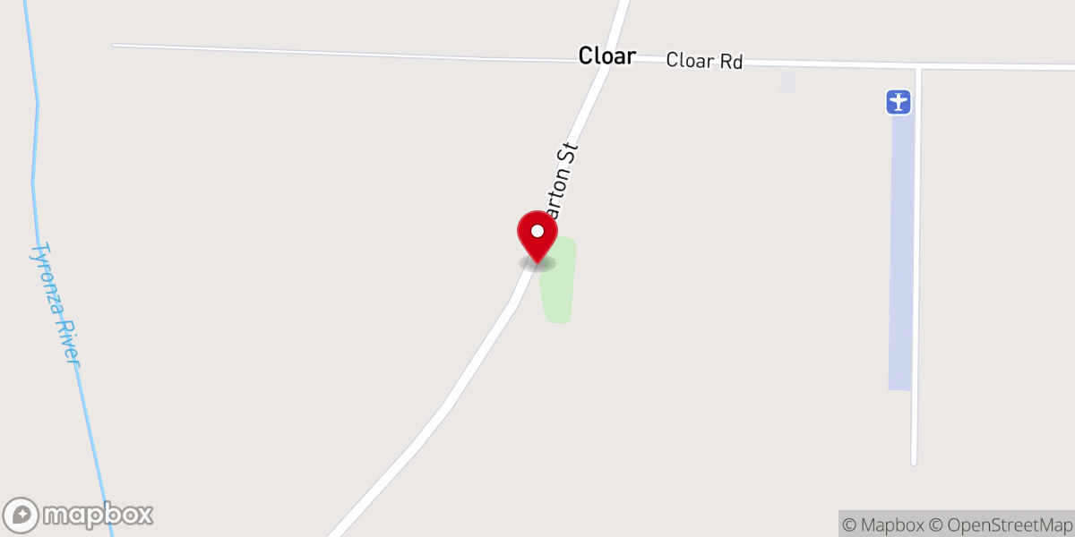 Map showing location of Gibson Bayou Church