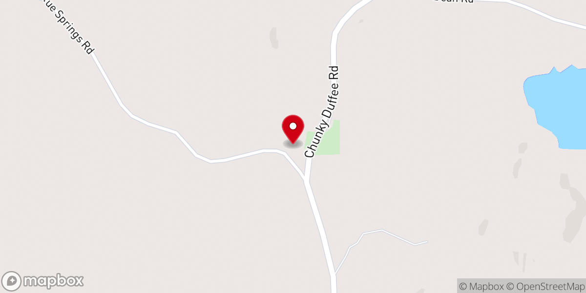 Map showing location of Blue Springs Church